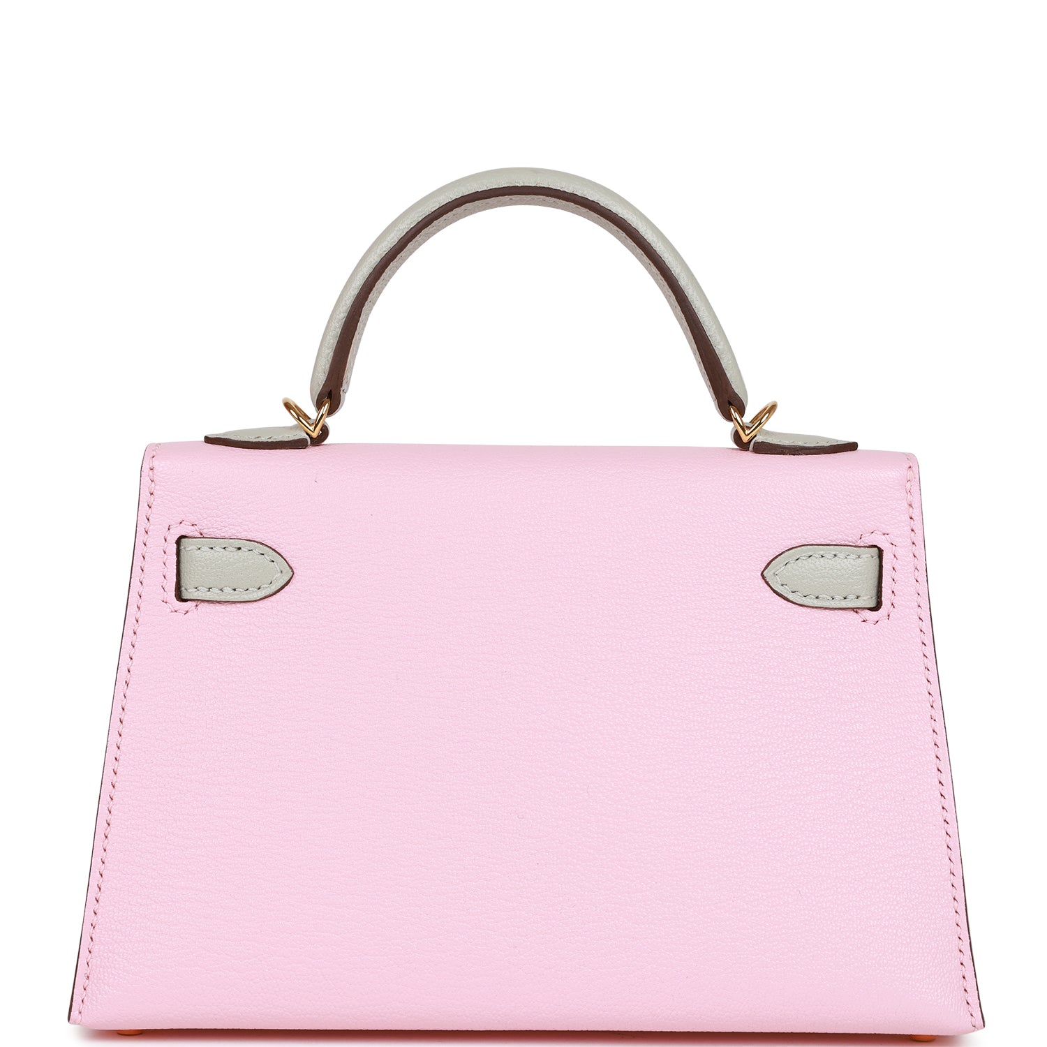Hermès Special Order (HSS) Kelly Sellier 20 Rose Sakura and Gris Perle Chevre Gold Hardware