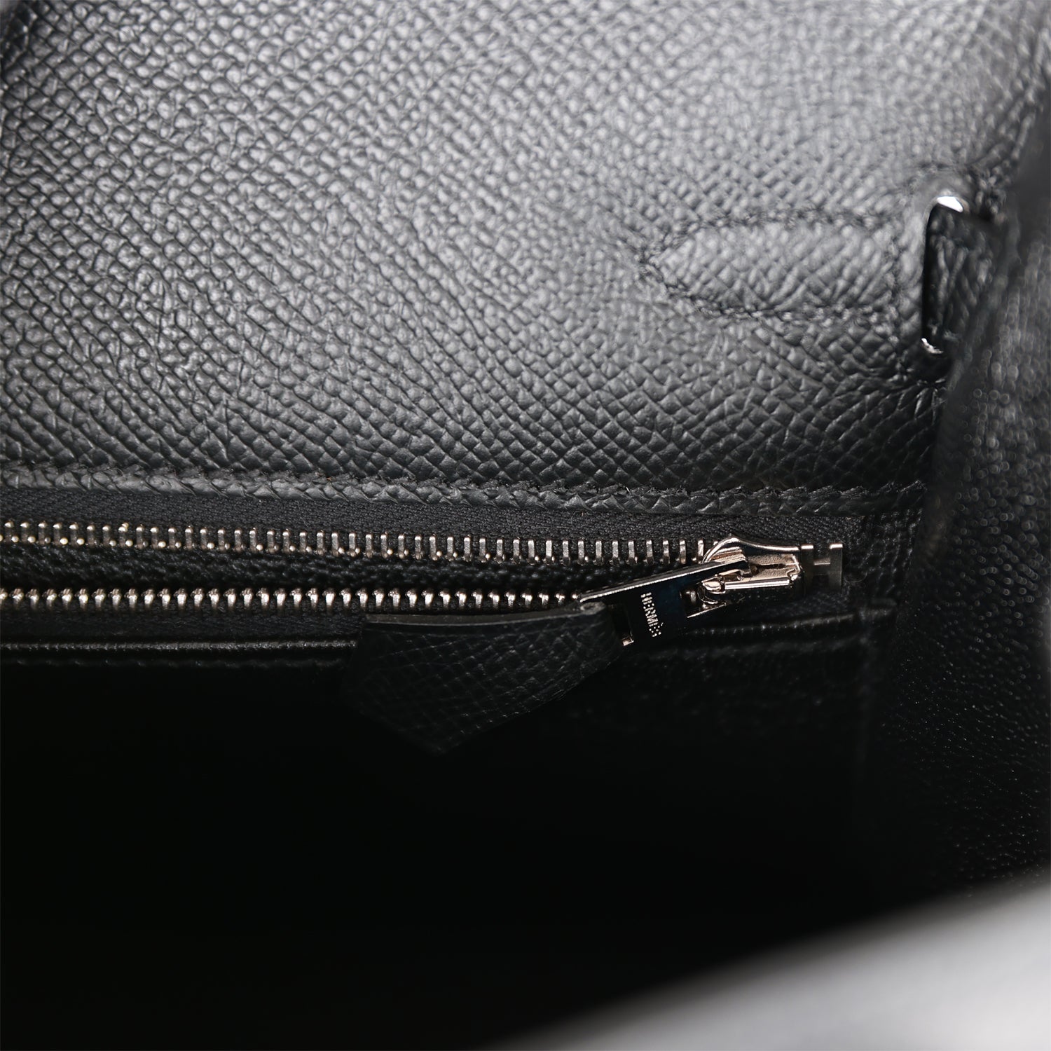 Hermès Kelly Sellier 25 Black Epsom Palladium Hardware