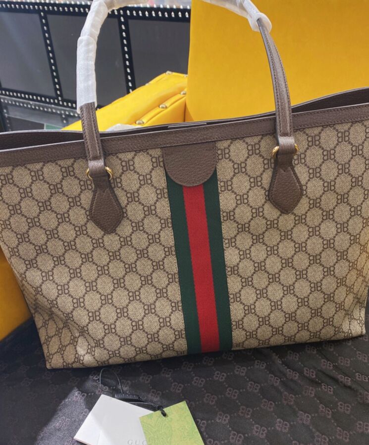 Balenciaga Hacker Graffiti Large Tote Bag Dark Coffee