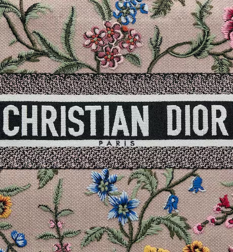 MEDIUM DIOR BOOK TOTE Pink Multicolor Dior Petites Fleurs Embroidery (36 x 27.5 x 16.5 cm)