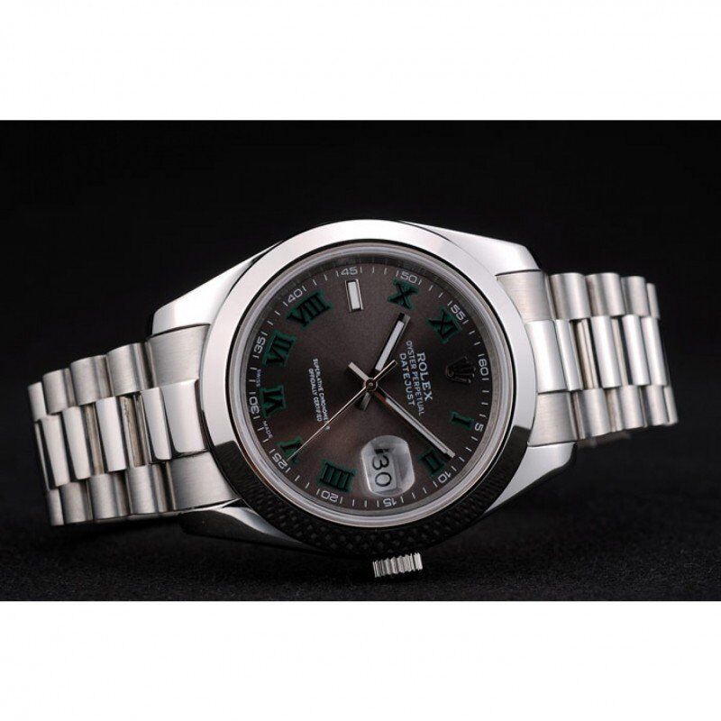Swiss Rolex DateJust Polished Stainless Steel Bezel Grey Dial 42000