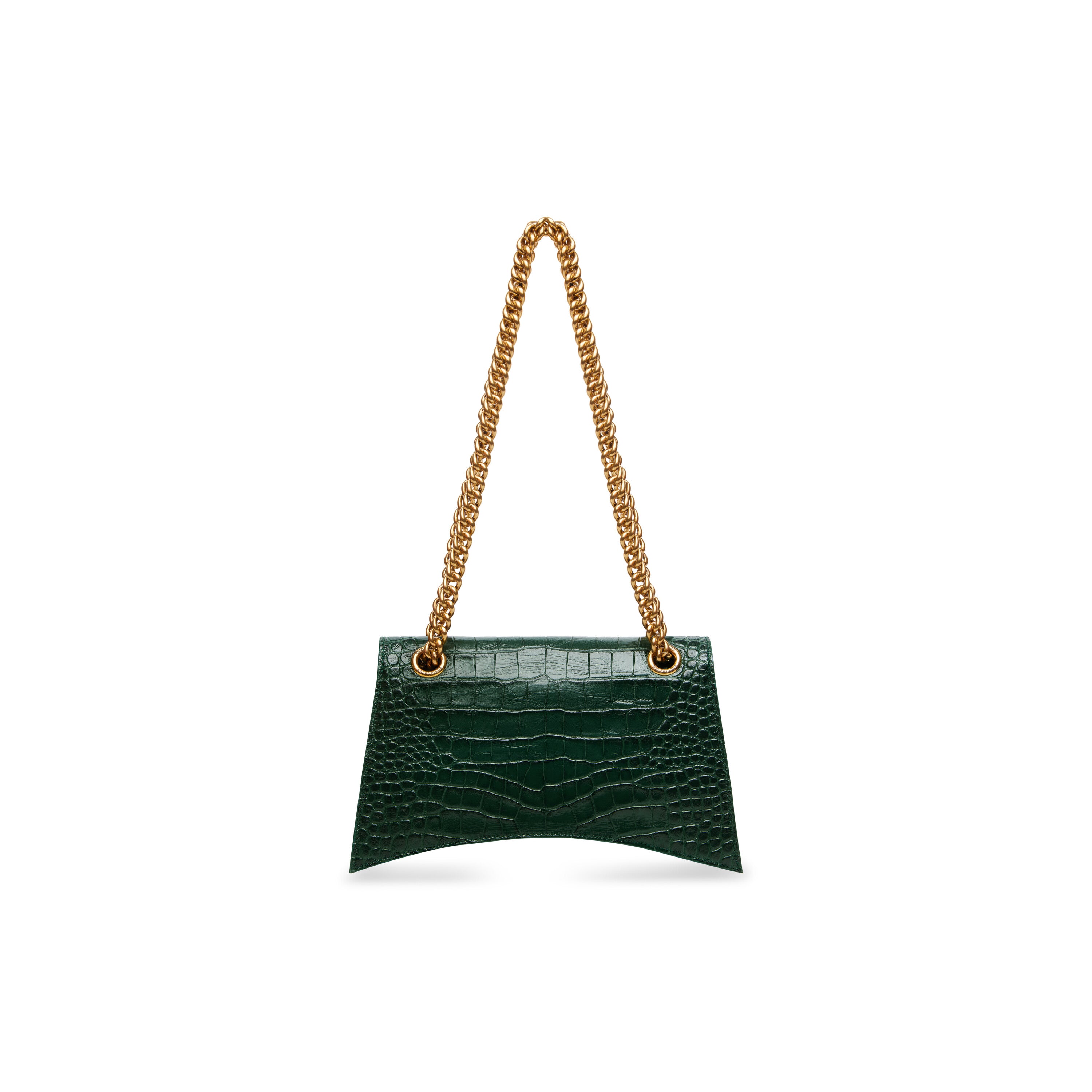 WOMEN'S CRUSH SMALL CHAIN BAG CROCODILE EMBOSSED IN FOREST GREEN