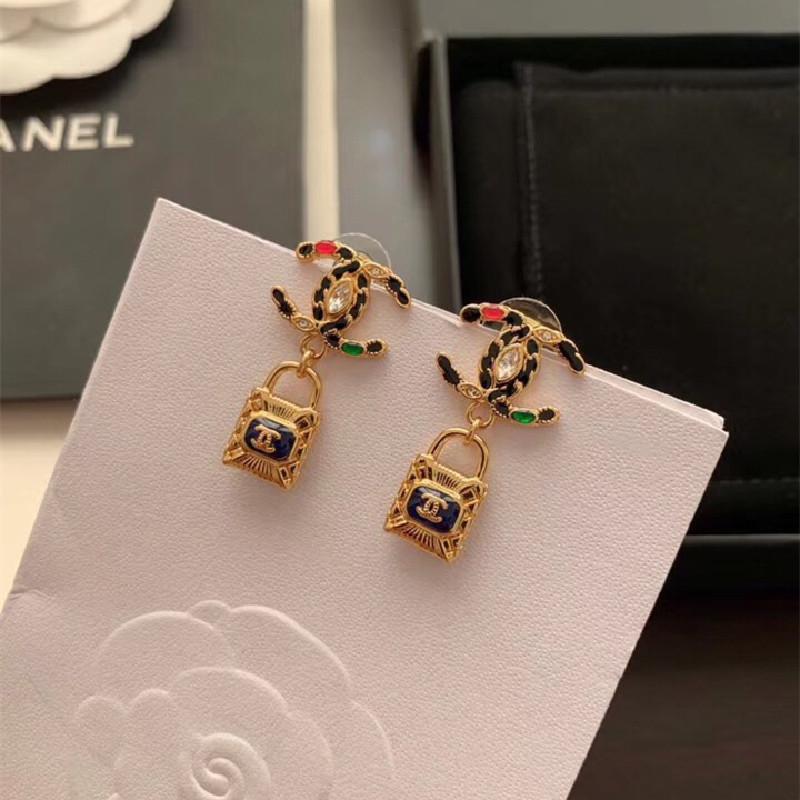 Fashion Rhinestone Lock Earrings