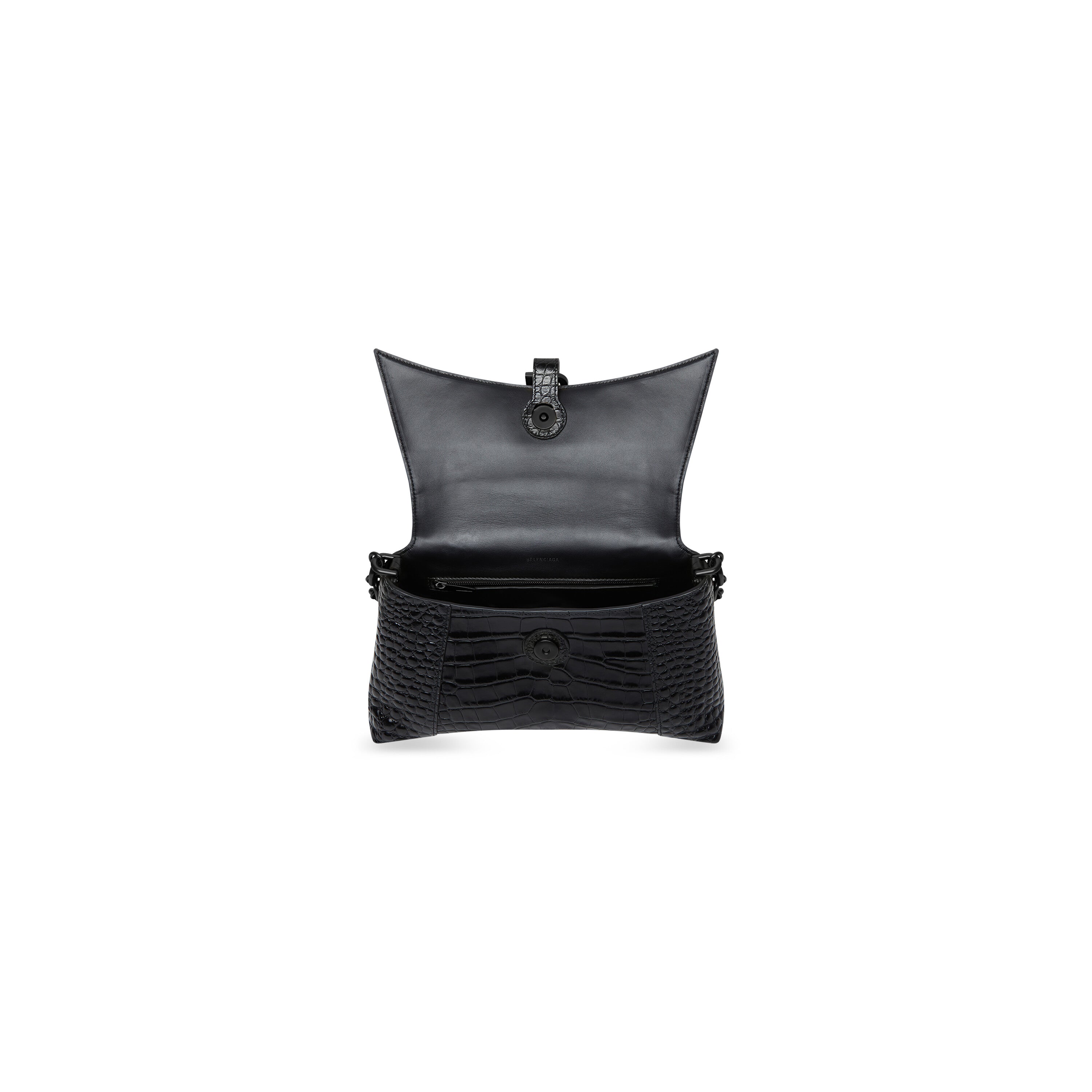 WOMEN'S DOWNTOWN SMALL SHOULDER BAG WITH CHAIN CROCODILE EMBOSSED IN BLACK
