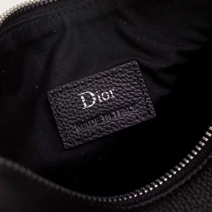 Dior Roller Pouch In Black Grained Calfskin