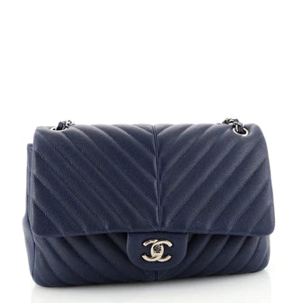 Chanel Puffy CC Flap Bag Chevron Caviar Large