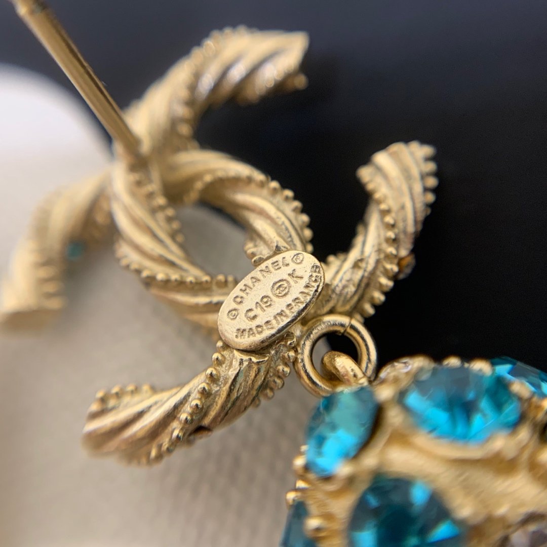 Elegant Blue Rhinestone Ball Pendant Earrings