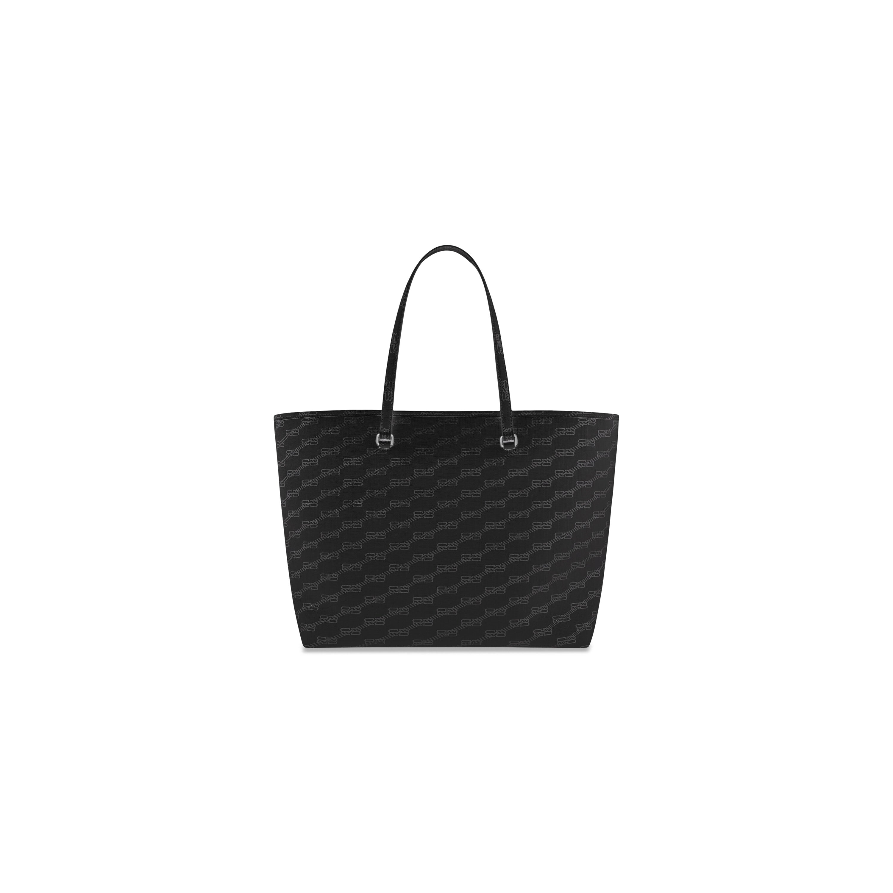 SIGNATURE LARGE EAST-WEST SHOPPER BAG BB MONOGRAM COATED CANVAS IN BLACK