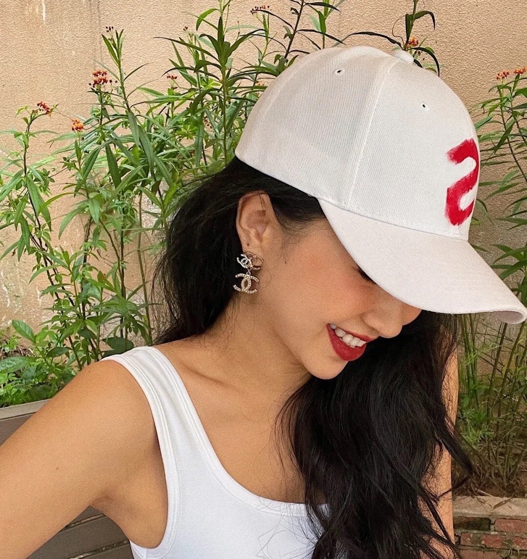 Fashion Double C Crystal Earrings