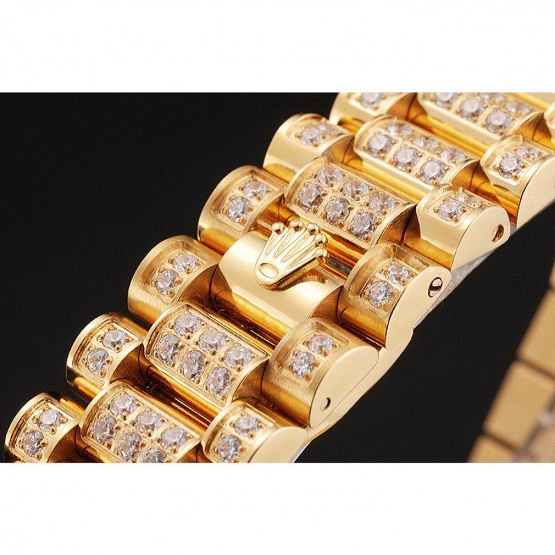 Swiss Rolex Day-Date Yellow Gold Full Diamond Pave
