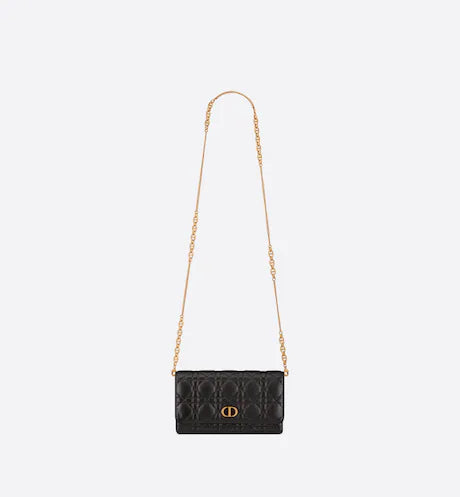 DIOR CARO POUCH Black Supple Cannage Calfskin