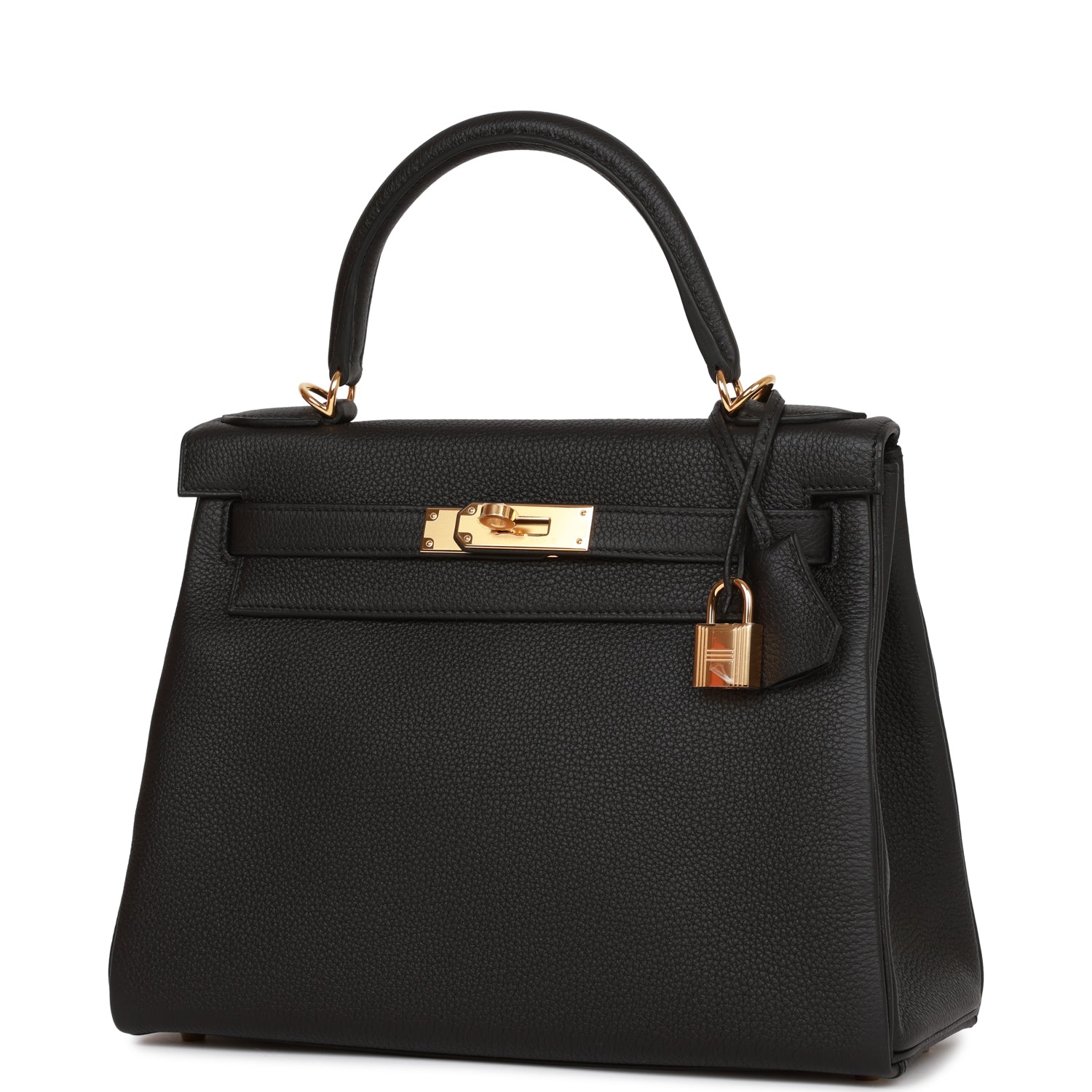 Hermès Kelly Retourne 28 Black Togo Gold Hardware