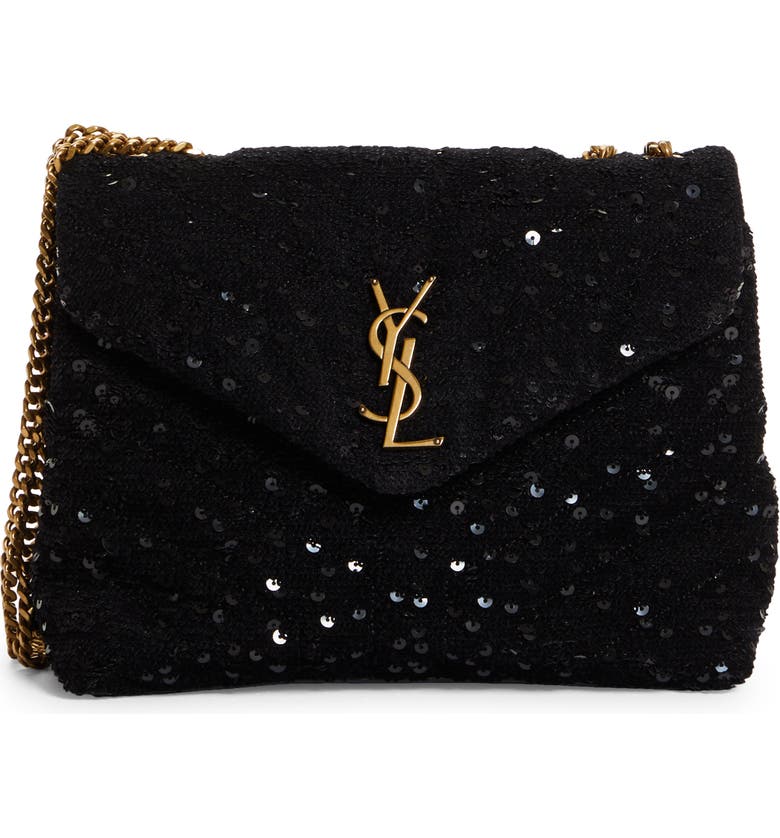 YSL Loulou Small Chain Bag in Quilted 'Y' Leather Satin and Sequins