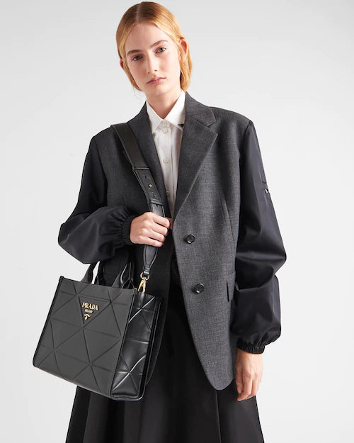 Prada Small leather Symbole bag with topstitching - Black