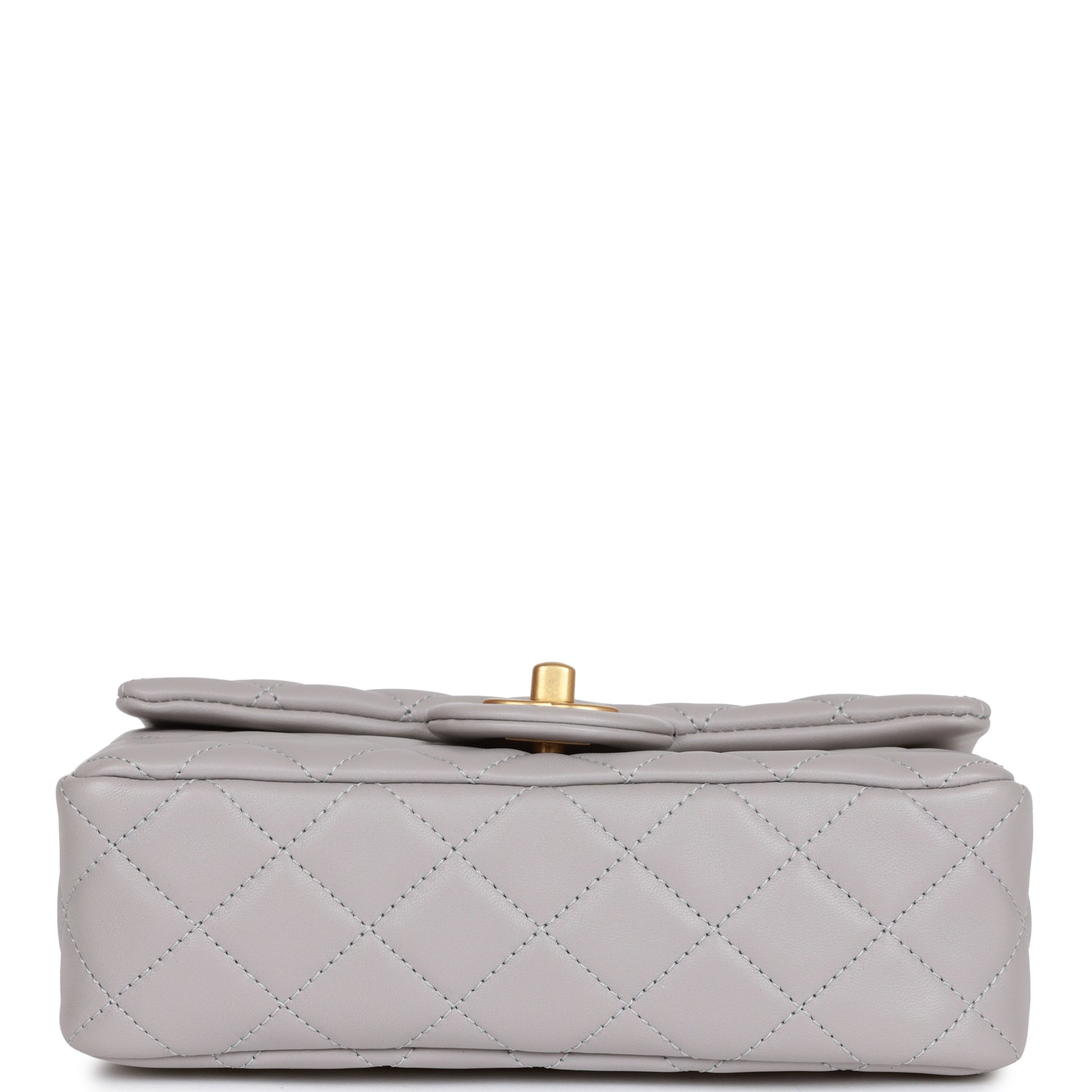 Pearl Crush Mini Rectangular Flap Bag Light Grey Lambskin Antique Gold Hardware