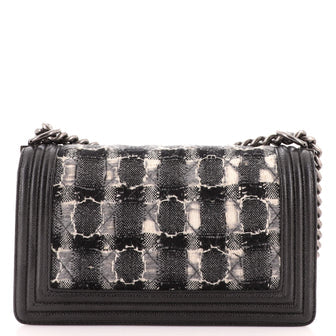 Chanel Boy Flap Bag Quilted Tweed with Caviar Old Medium
