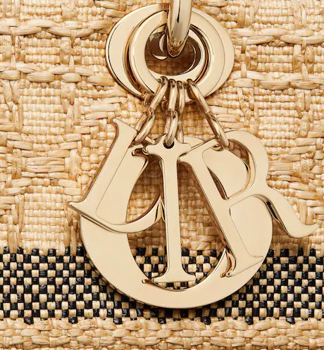 MEDIUM LADY D-LITE BAG Natural Cannage Raffia