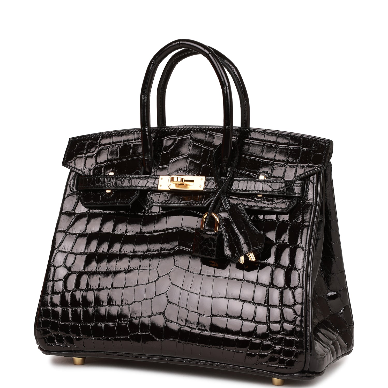 Hermès Birkin 25 Black Shiny Niloticus Crocodile Gold Hardware