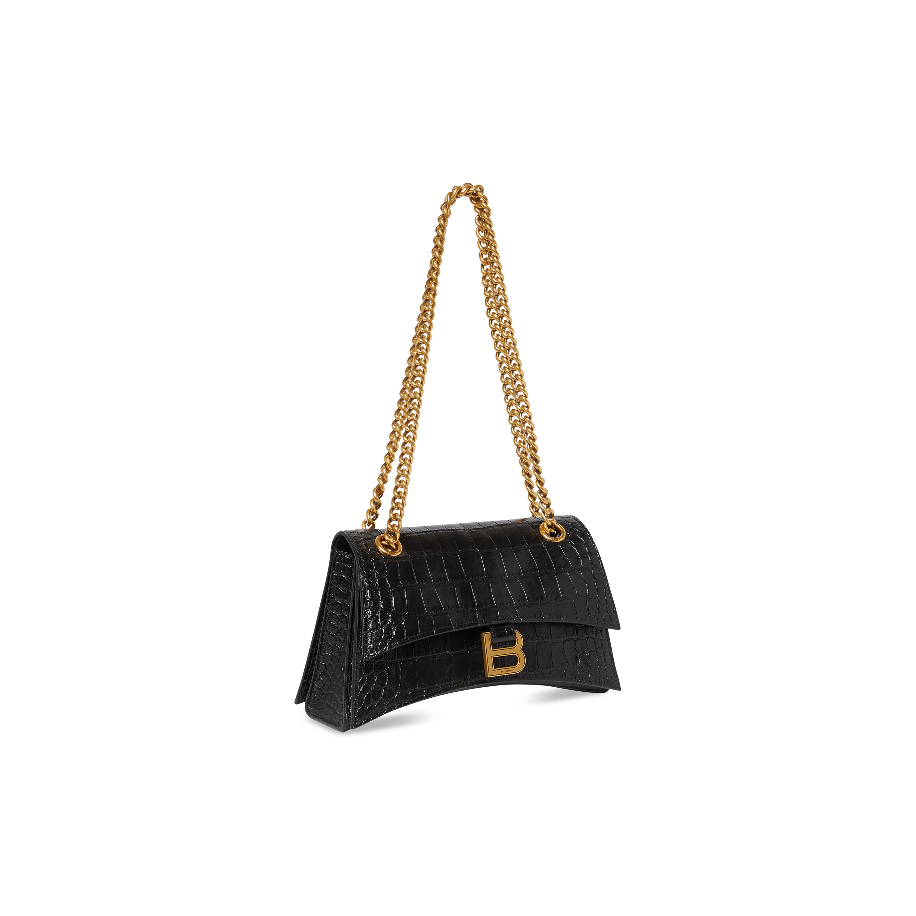 WOMEN'S CRUSH SMALL CHAIN BAG CROCODILE EMBOSSED IN BLACK