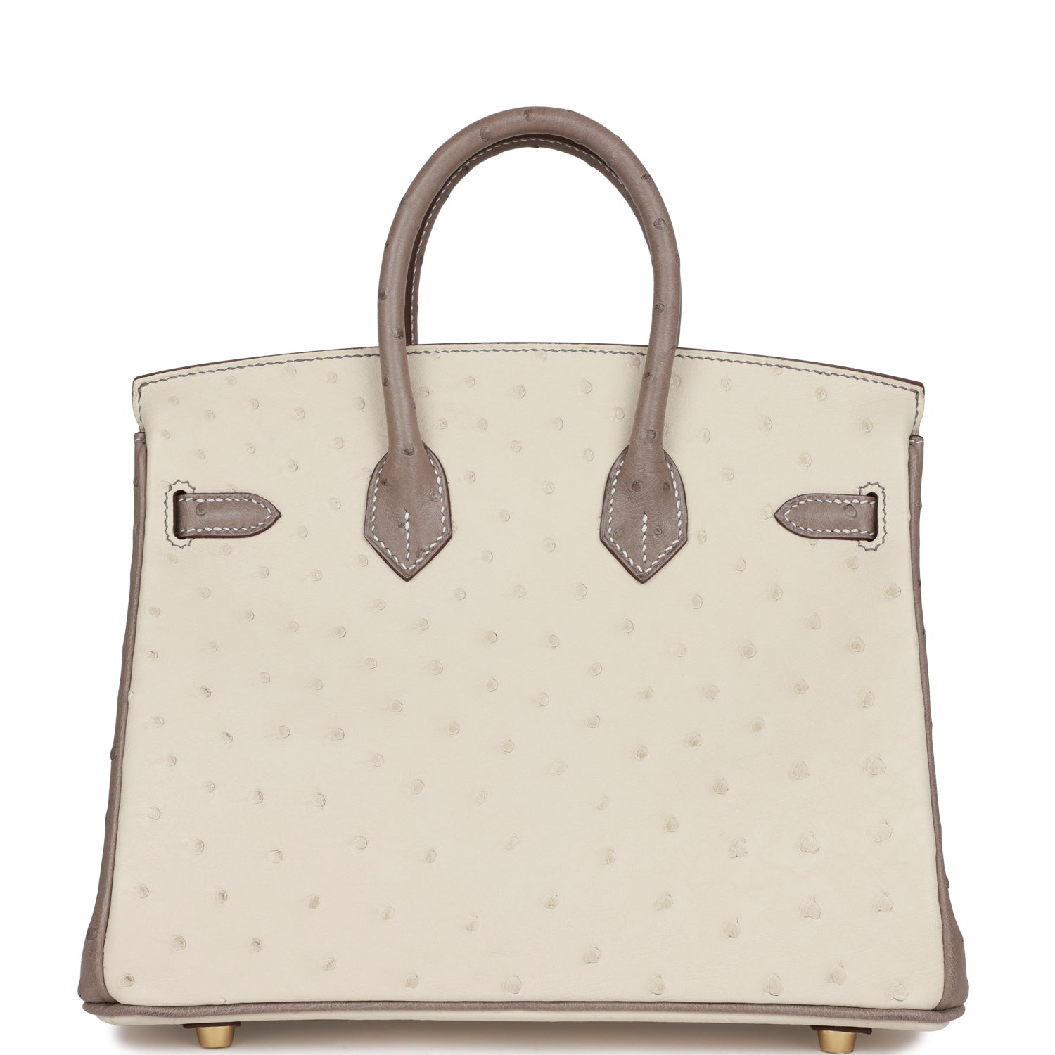 Hermès Special Order (HSS) Birkin 25 Beton and Gris Asphalte Ostrich Brushed Gold Hardware