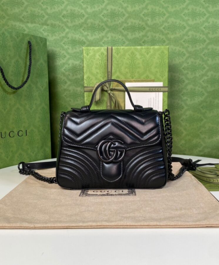 Gucci GG Marmont Mini Top Handle Bag Black