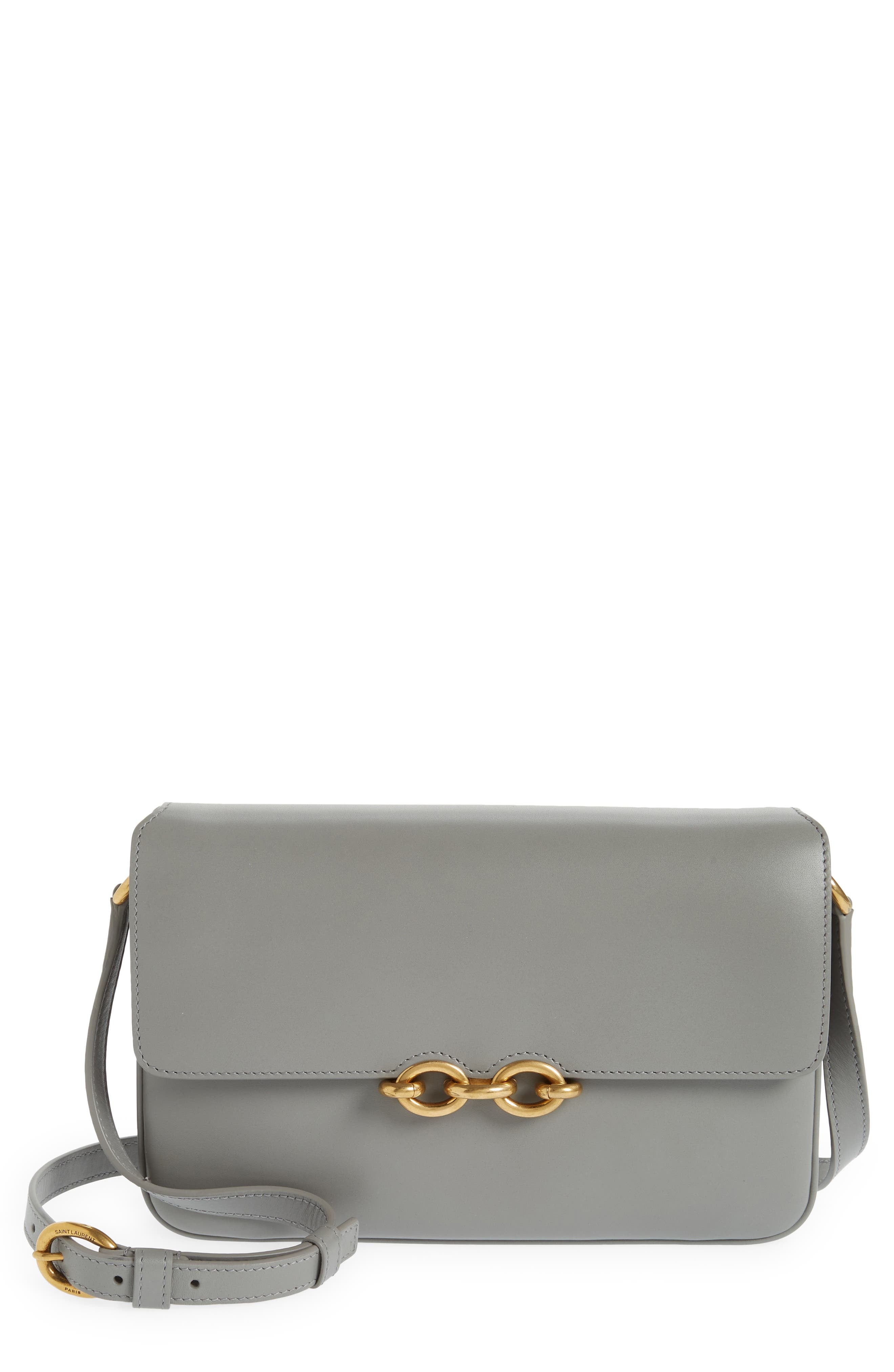YSL Le Maillon Satchel in Smooth Leather in Grey