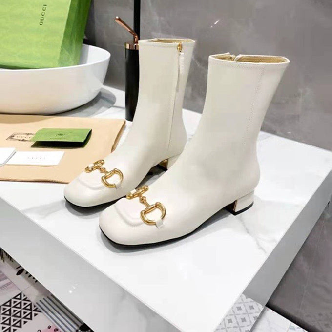 G mid-heel ankle boot with Horsebit