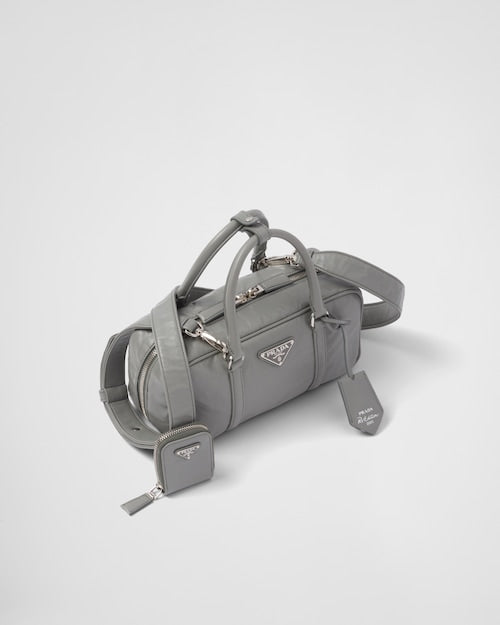 Prada Small antique nappa leather top handle bag - Slate Gray