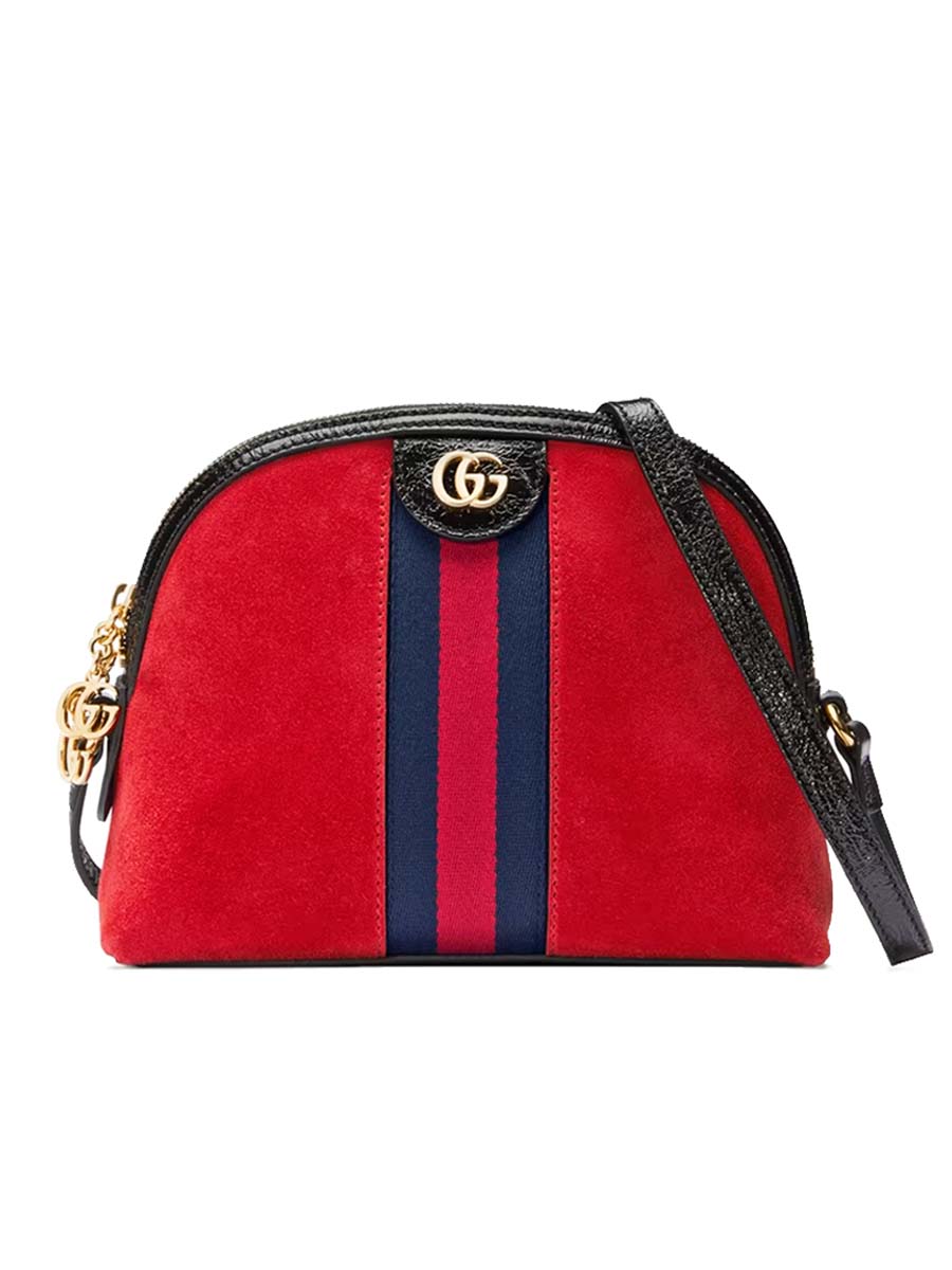 Gucci Ophidia Patent Leather-trimmed Suede Shoulder Bag