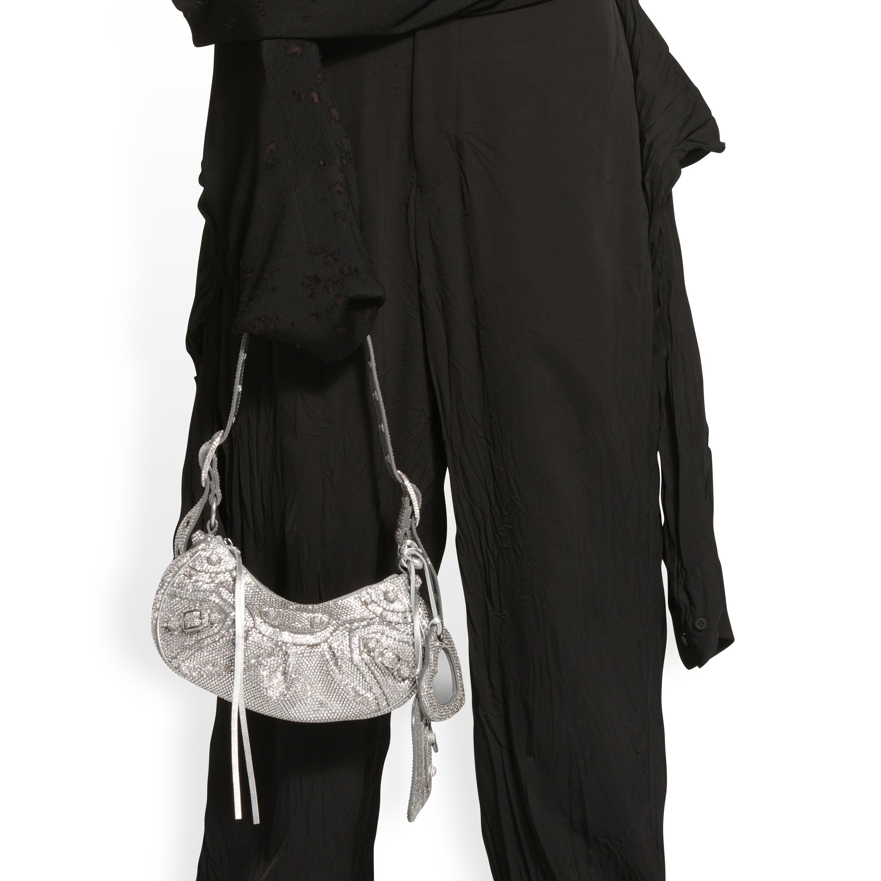 WOMEN'S LE CAGOLE XS SHOULDER BAG WITH RHINESTONES IN GREY