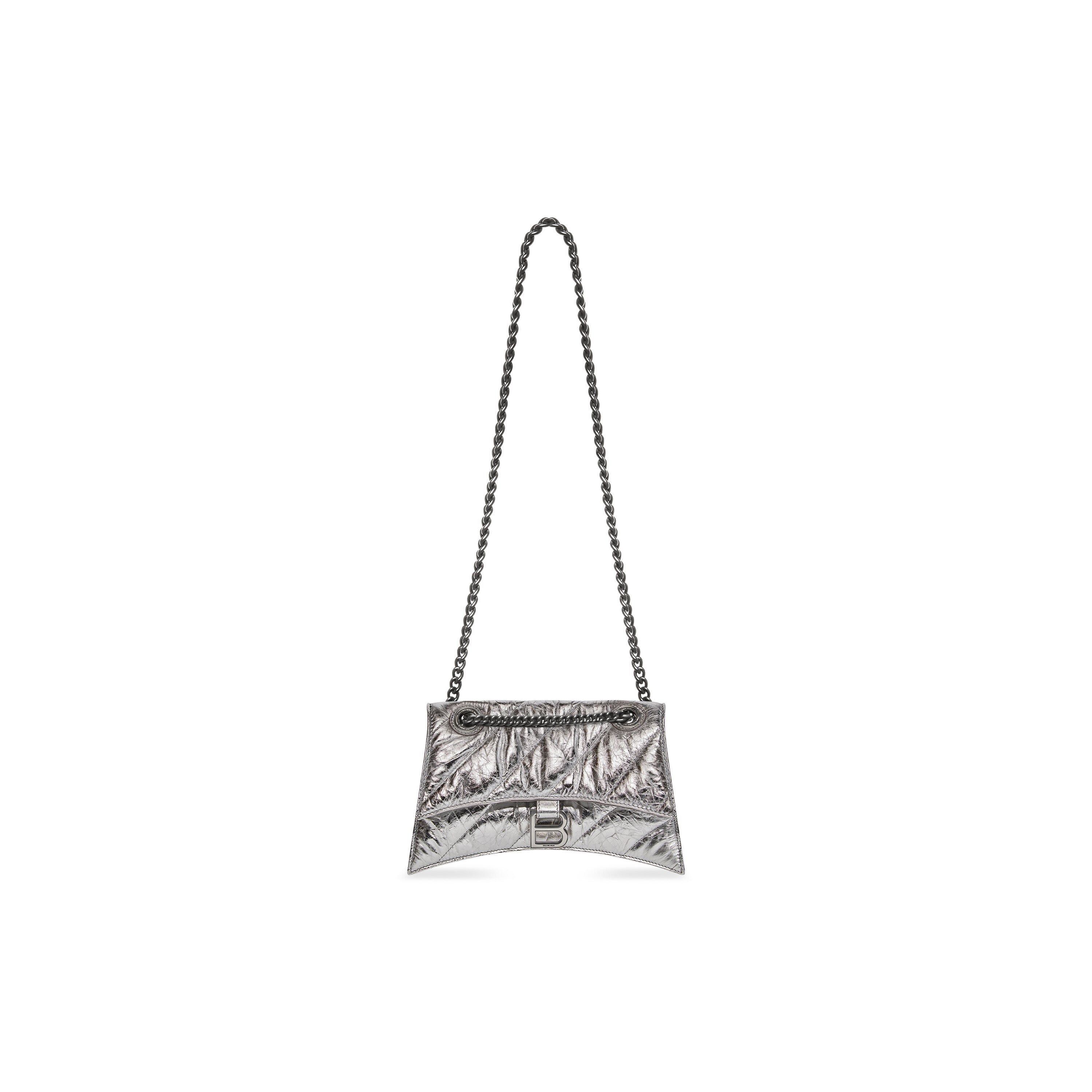 WOMEN'S CRUSH SMALL CHAIN BAG METALLIZED QUILTED IN SILVER