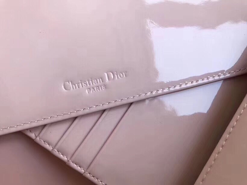 Dior Lady Dior Clutch With Chain In Pink Patent
