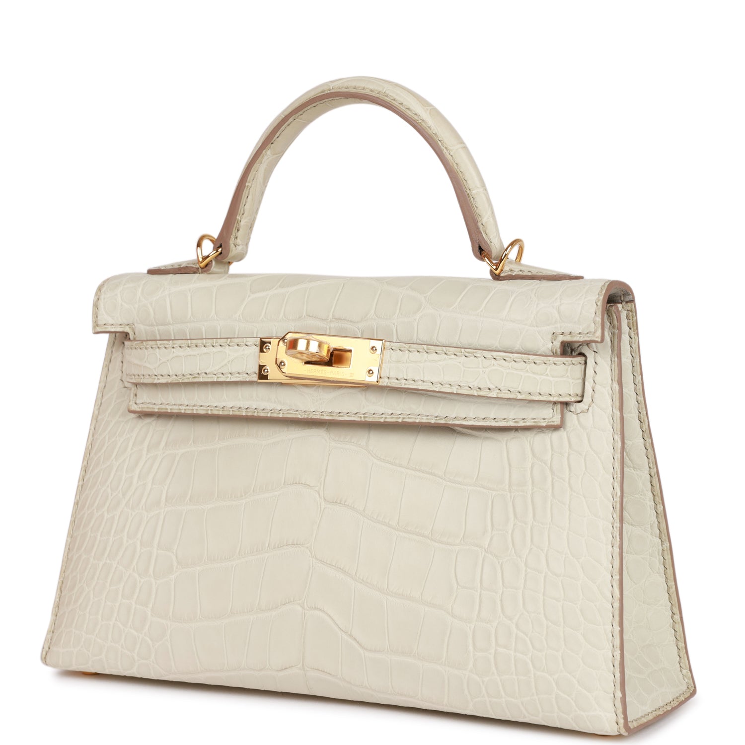 Hermès Kelly Sellier 20cm Beton Matte Alligator Gold Hardware