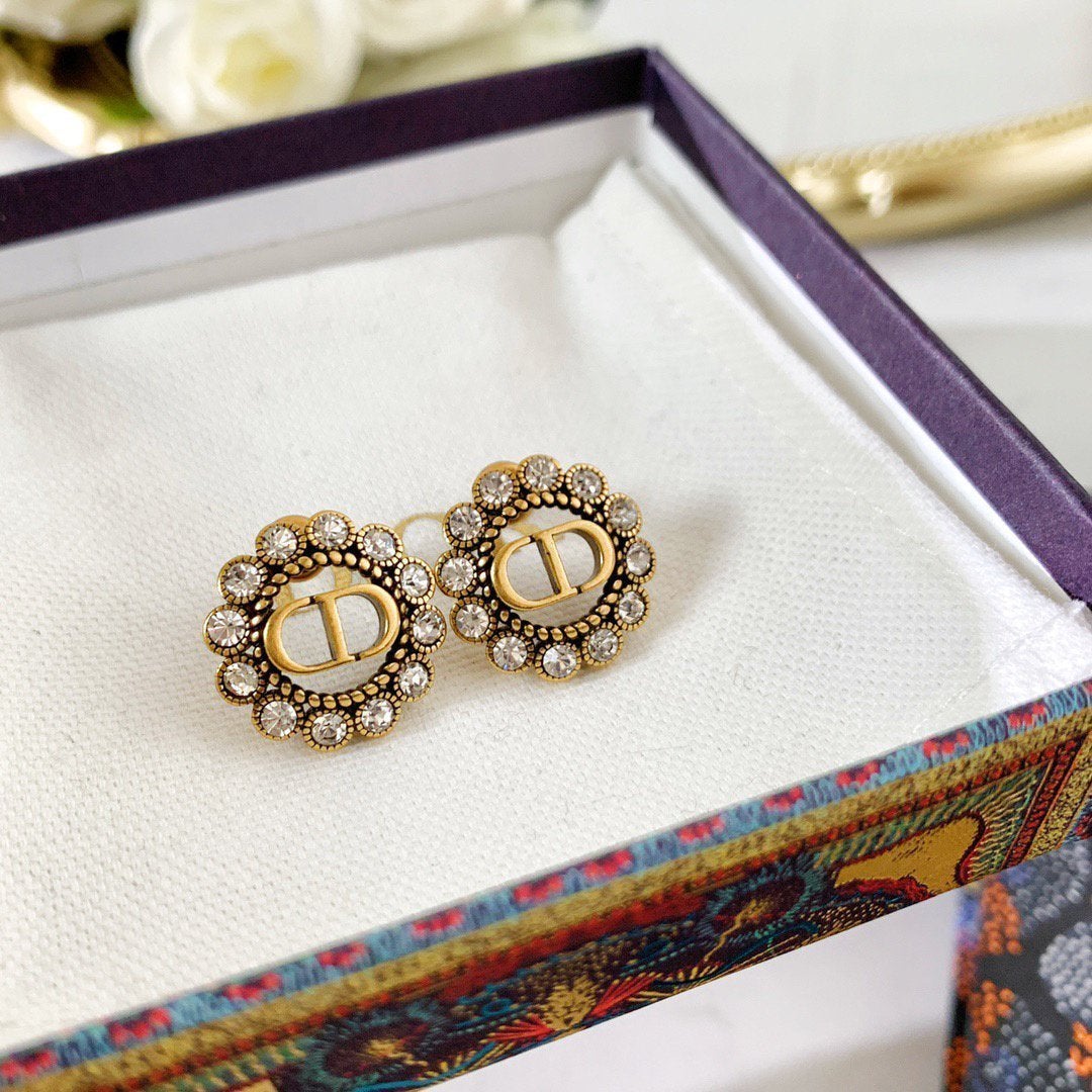 Fashion Letter Crystal Earrings