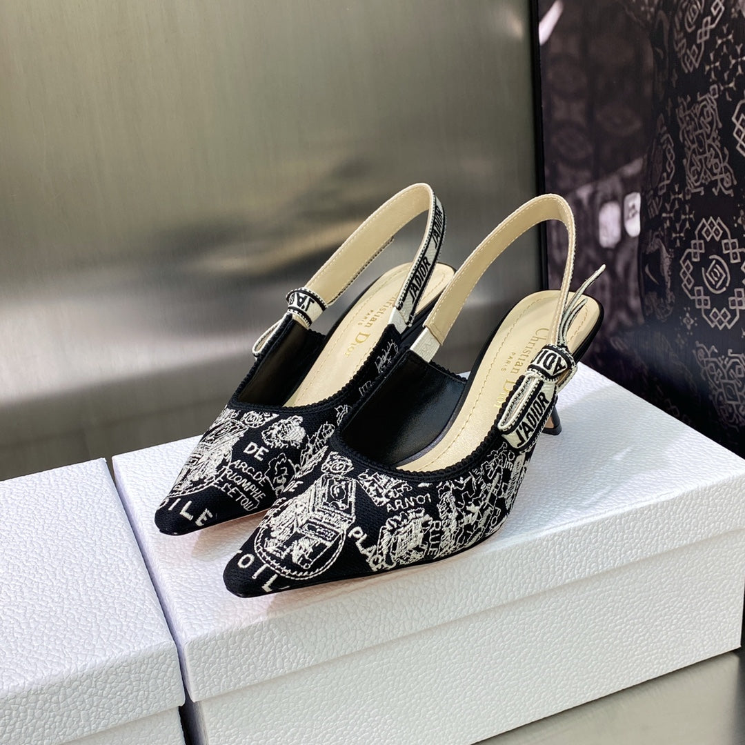 Jacquard Embroidery High Heels