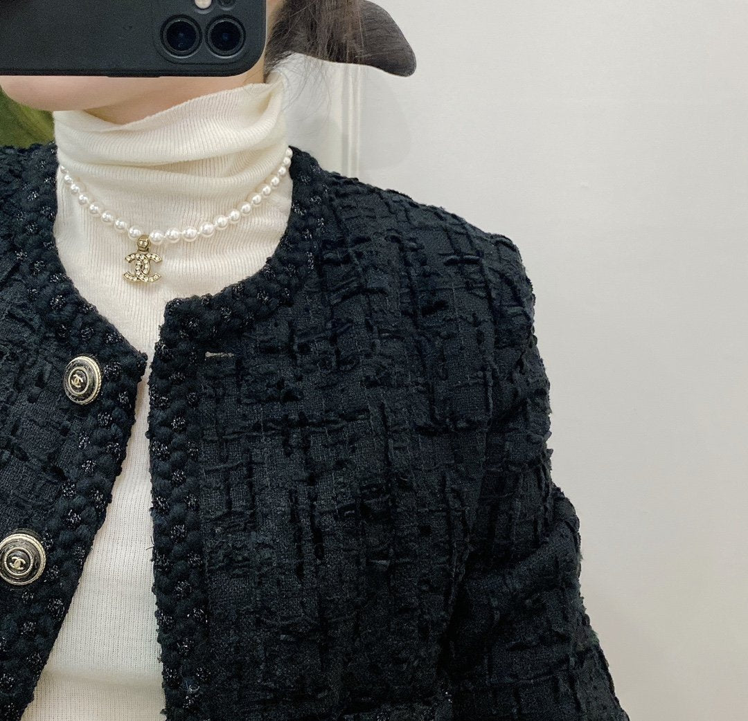 Elegant Pearl Rhinestone Double C Pendant Necklace