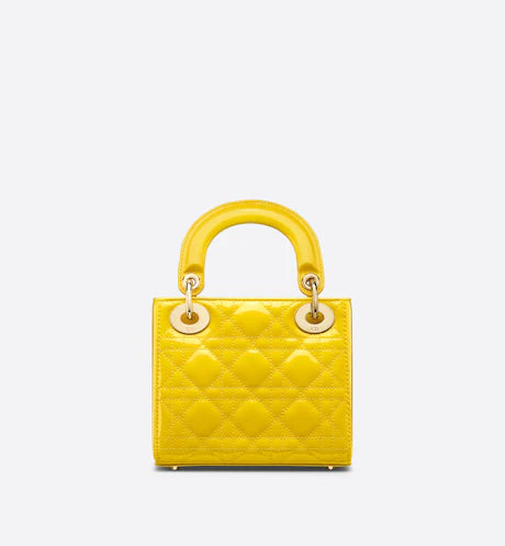 MINI LADY DIOR BAG Yellow Patent Cannage Calfskin