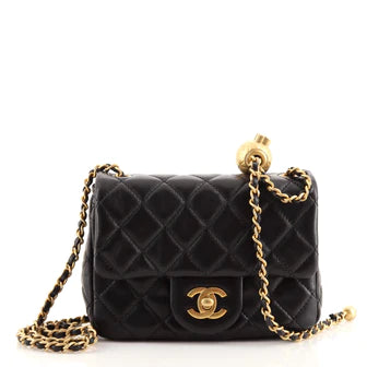 Pearl Crush Square Flap Bag Quilted Lambskin Mini
