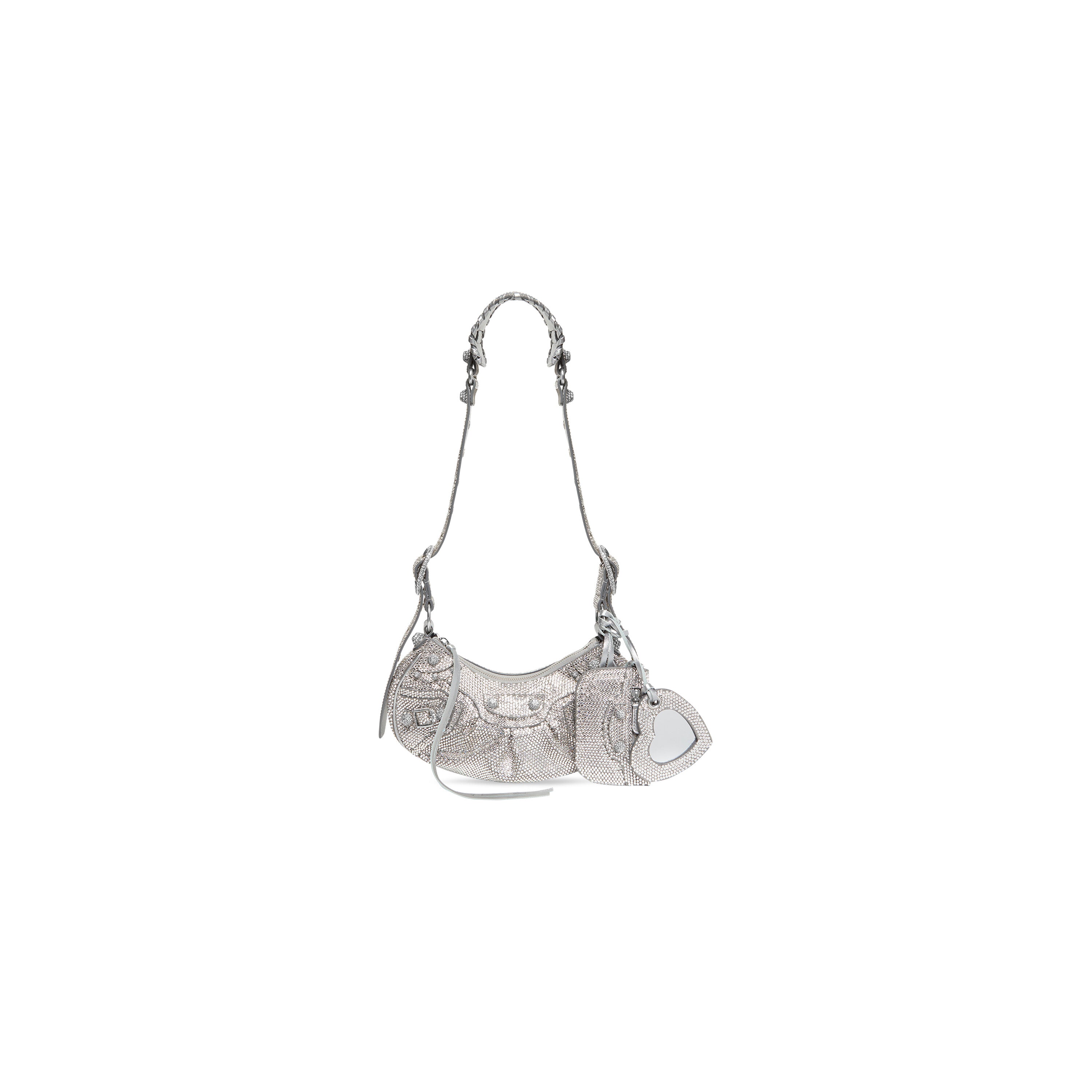 WOMEN'S LE CAGOLE XS SHOULDER BAG WITH RHINESTONES IN GREY