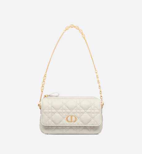 DIOR CARO POUCH Latte Supple Cannage Calfskin