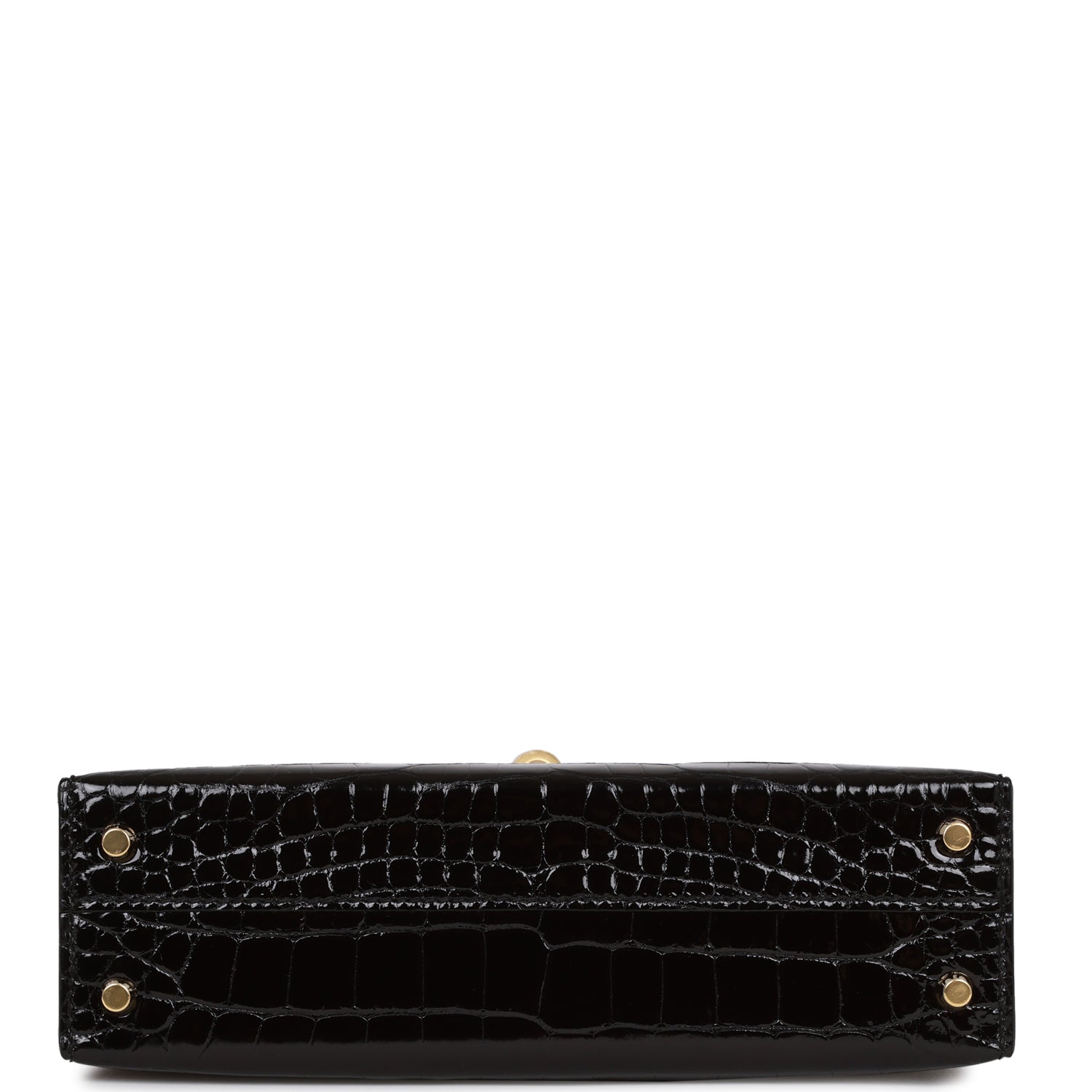 Hermès Kelly Sellier 20 Black Shiny Alligator Gold Hardware