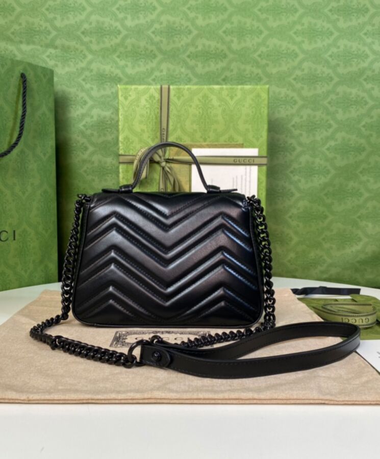 Gucci GG Marmont Mini Top Handle Bag Black