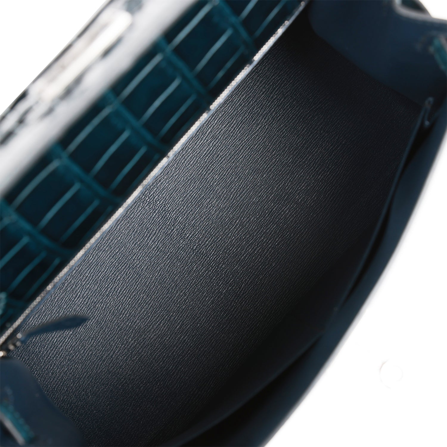 Hermès Kelly Sellier 28 Tri-color Black. Vert Rousseau and Vert Bosphore Shiny and Matte Alligator Palladium Hardware