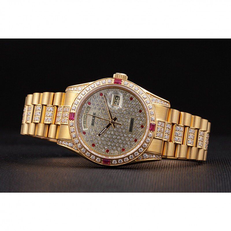 Swiss Rolex Day-Date Diamonds Yellow Gold-SRL184 621614