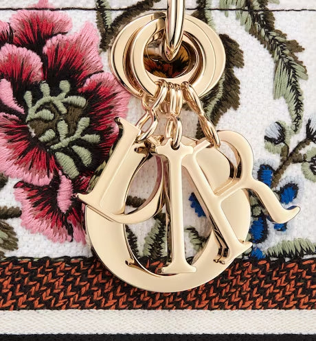 MEDIUM LADY D-LITE BAG White Multicolor Dior Petites Fleurs Embroidery