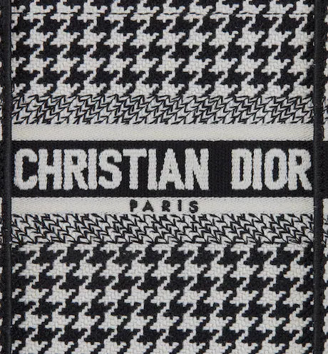 MINI DIOR BOOK TOTE PHONE BAG Black and White Micro Houndstooth Embroidery (13 x 18 x 5 cm)