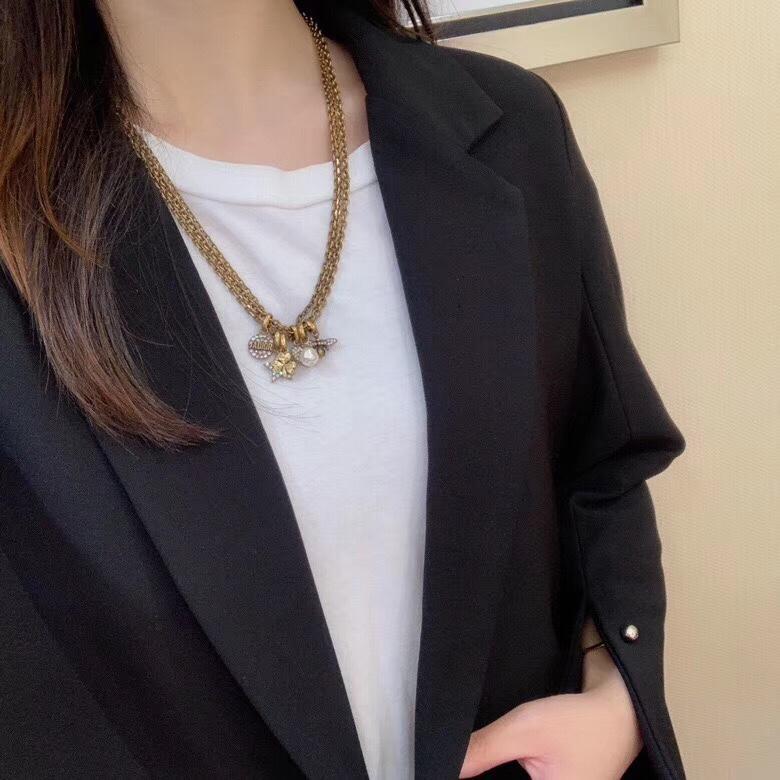 Crystal Clover Star and Heart Charm Ladies Necklace