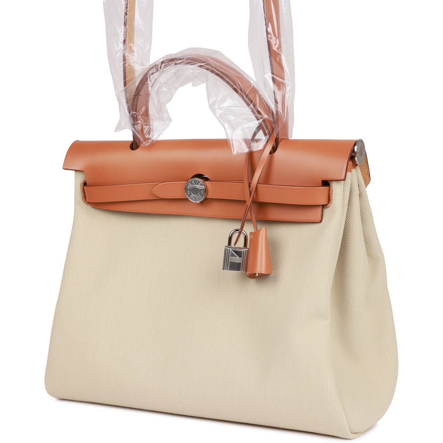 Hermès Herbag Zip PM 31 Beton Toile H Berline Vache Naturel Hunter Palladium Hardware