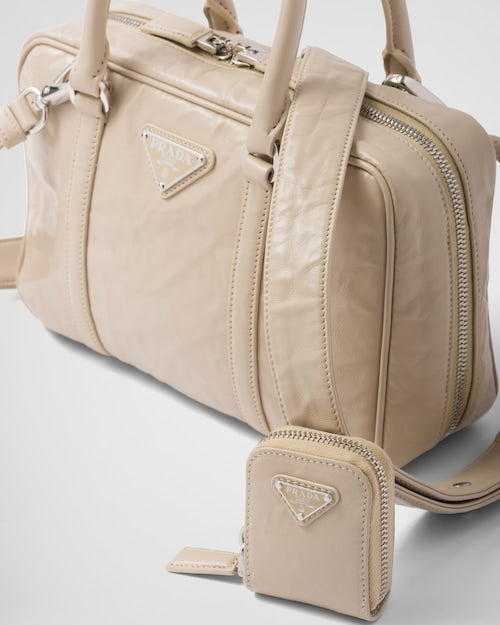 Prada Medium antique nappa leather top handle bag - Desert Beige