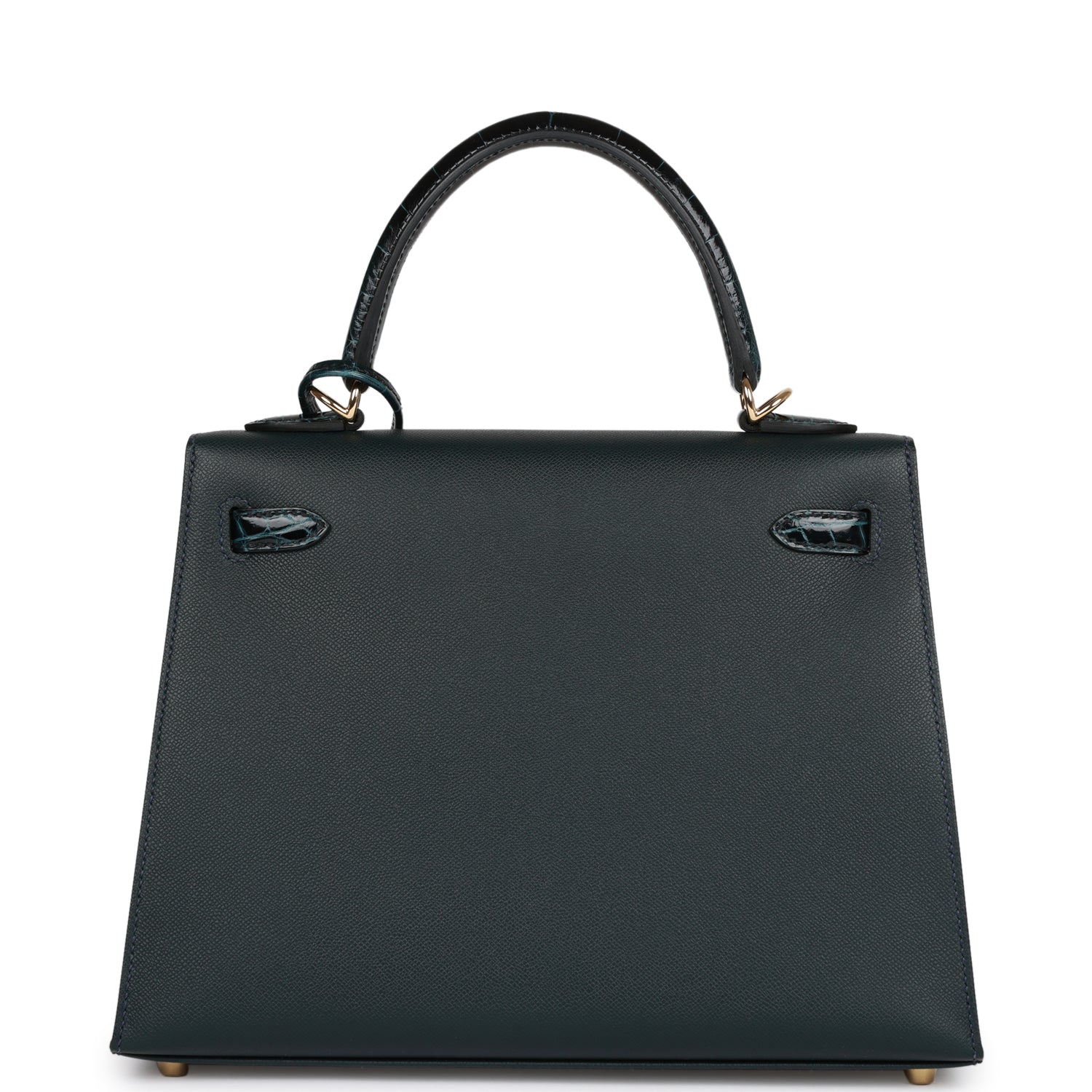 Hermès Kelly Sellier 25 Vert Rousseau Madame and Shiny Niloticus Crocodile Touch Gold Hardware